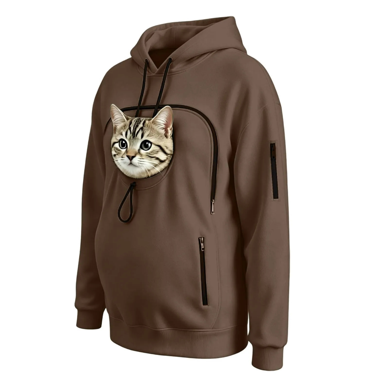 Felpa Porta Gatto Cane Felpa con Tasca per Donna Cani Felpe per Cappuccio - immagine 7