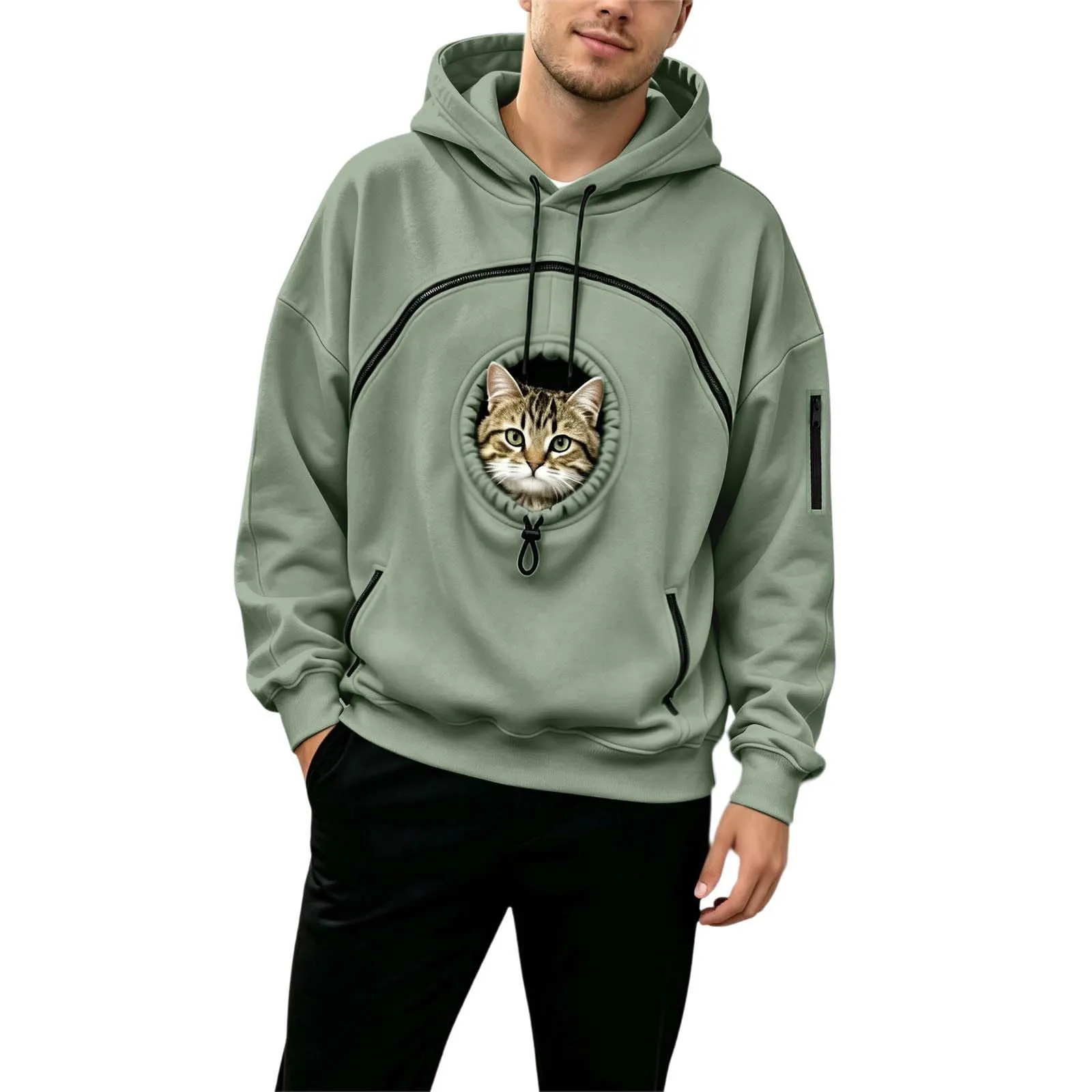 Felpa Porta Gatto Cane Felpa con Tasca per Donna Cani Felpe per Cappuccio - immagine 8
