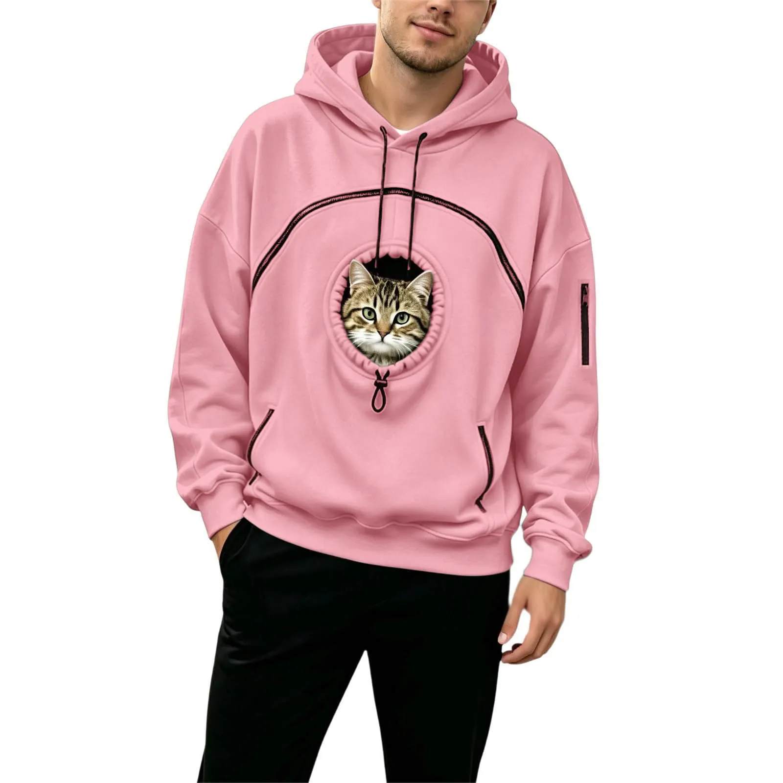 Felpa Porta Gatto Cane Felpa con Tasca per Donna Cani Felpe per Cappuccio - immagine 3