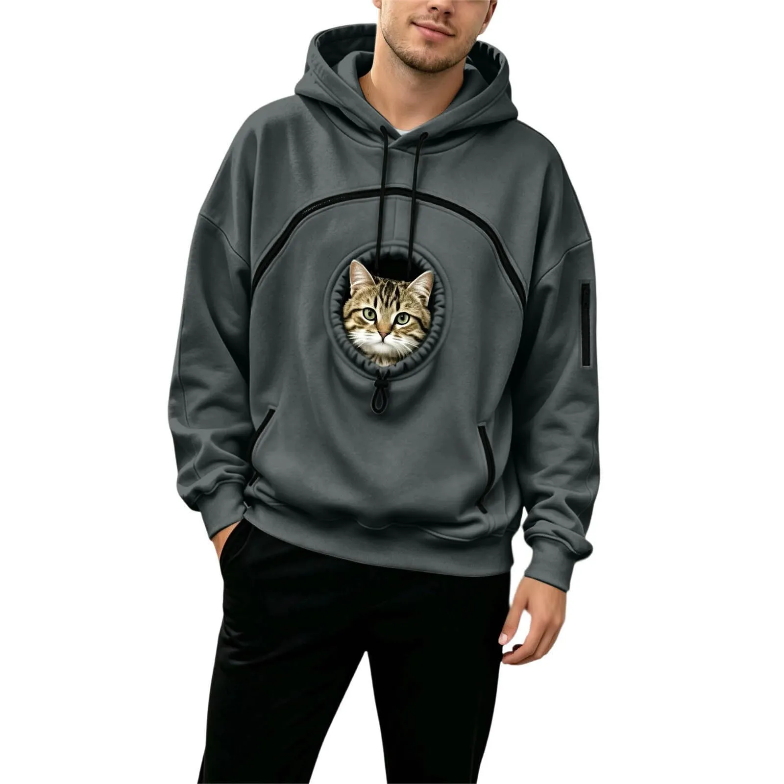 Felpa Porta Gatto Cane Felpa con Tasca per Donna Cani Felpe per Cappuccio - immagine 8