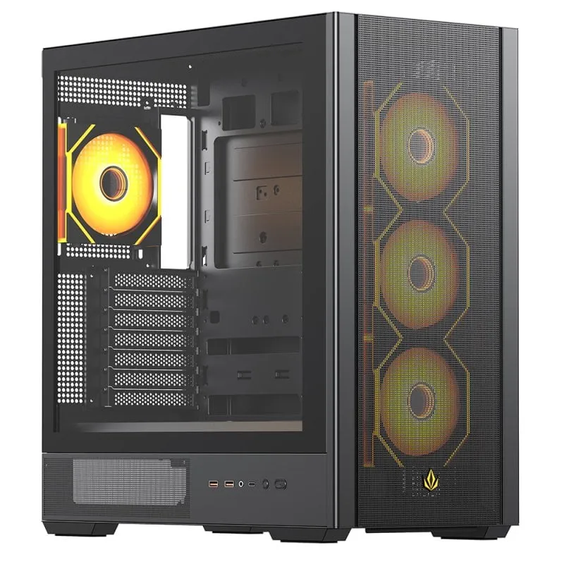 Torre ATX Forgeon Noxis Airflow Mesh Nera ARGB, 4 Ventole, USB-C - immagine 1