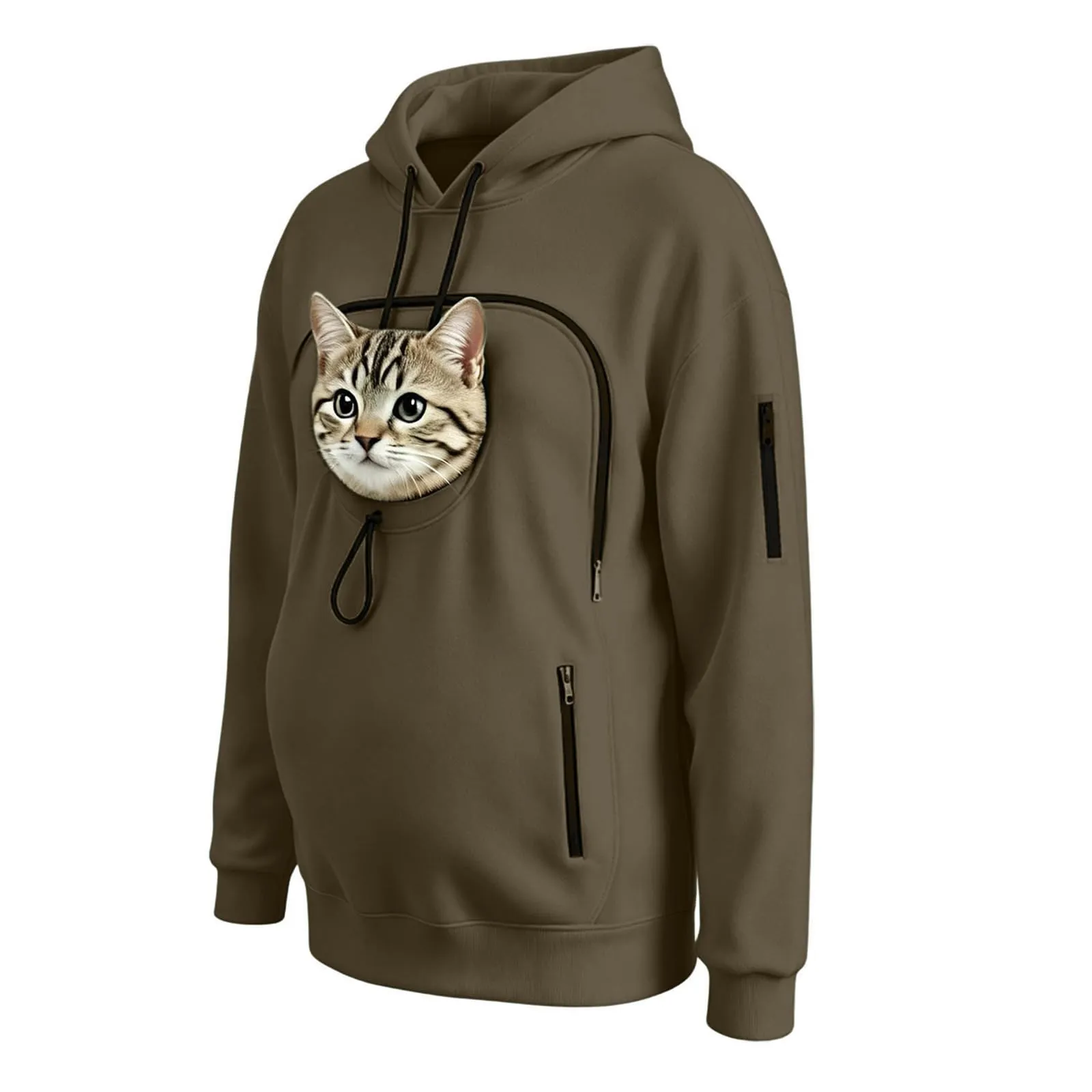 Felpa Porta Gatto Cane Felpa con Tasca per Donna Cani Felpe per Cappuccio - immagine 6