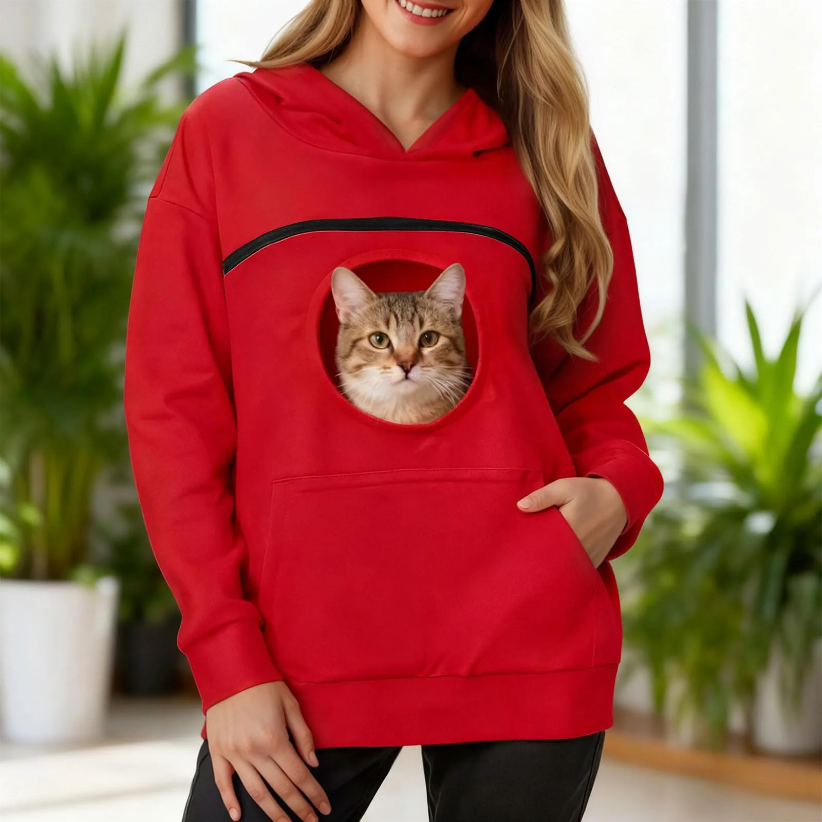 Felpa Porta Gatto Cane Felpa con Tasca per Donna Cani Felpe per Cappuccio - immagine 4