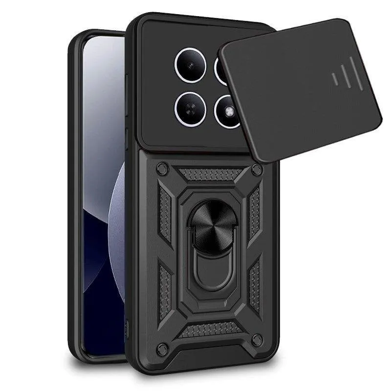 Custodia per smartphone Cool Hard Ring Antishock PC TPU Alluminio Nera per Xiaomi Redmi Note 15 Pro Plus e POCO M8 Pro - immagine 1