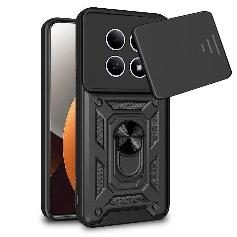 Custodia per smartphone Cool Hard Ring Cover Rigida PC TPU Alluminio Nera magnetica per Xiaomi Redmi Note 15 Pro 5G - immagine 1