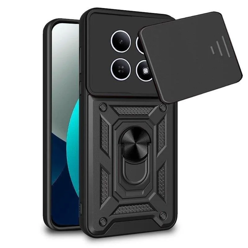 Custodia per smartphone Cool Hard Ring Rigida PC TPU Alluminio Nera Magnetica per Xiaomi REDMI Note 15 Pro - immagine 1