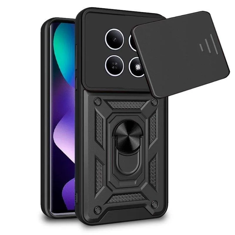 Funda per smartphone Cool Hard Ring Cover Antiurto PC TPU Alluminio Nera con Anello per Xiaomi REDMI Note 15 5G o POCO M8 - immagine 1