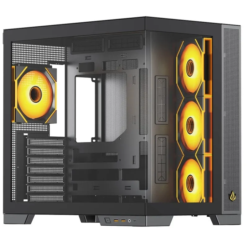 Case ATX Forgeon Tiberium EVO ARGB Vetro Temperato Nero 4 Ventole - immagine 1