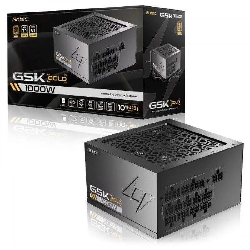 Fonte di Alimentazione Antec GSK1000 1000W Certificazione 80 PLUS Gold full modulare PCIe 5.1 - immagine 1