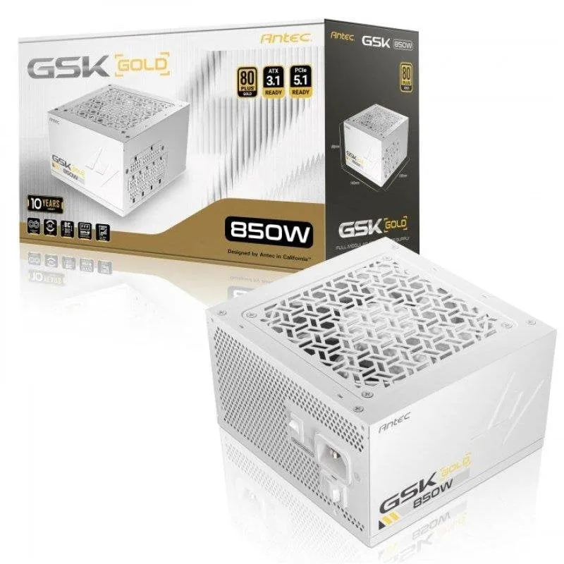 Fonte di Alimentazione Antec GSK850 v2 850W 80 Plus Gold Full Modular Bianca - immagine 1