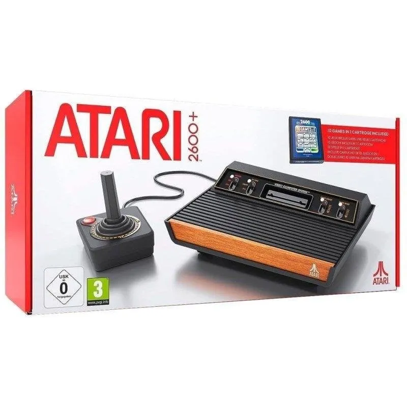Plaion Atari 2600 Plus Retro Console Cartuccia 10 in 1 CX40 Plus Joystick Nero Arancione - immagine 1