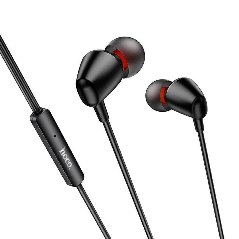Auricolari Hoco M107 con cavo Jack 3.5 mm per uso quotidiano con microfono, neri - immagine 1