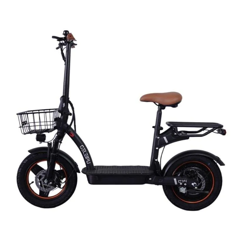 Monopattino elettrico Geleipu C14 500W Autonomia 100km Ruote 14x2,5'' Freni a disco Nero - immagine 1