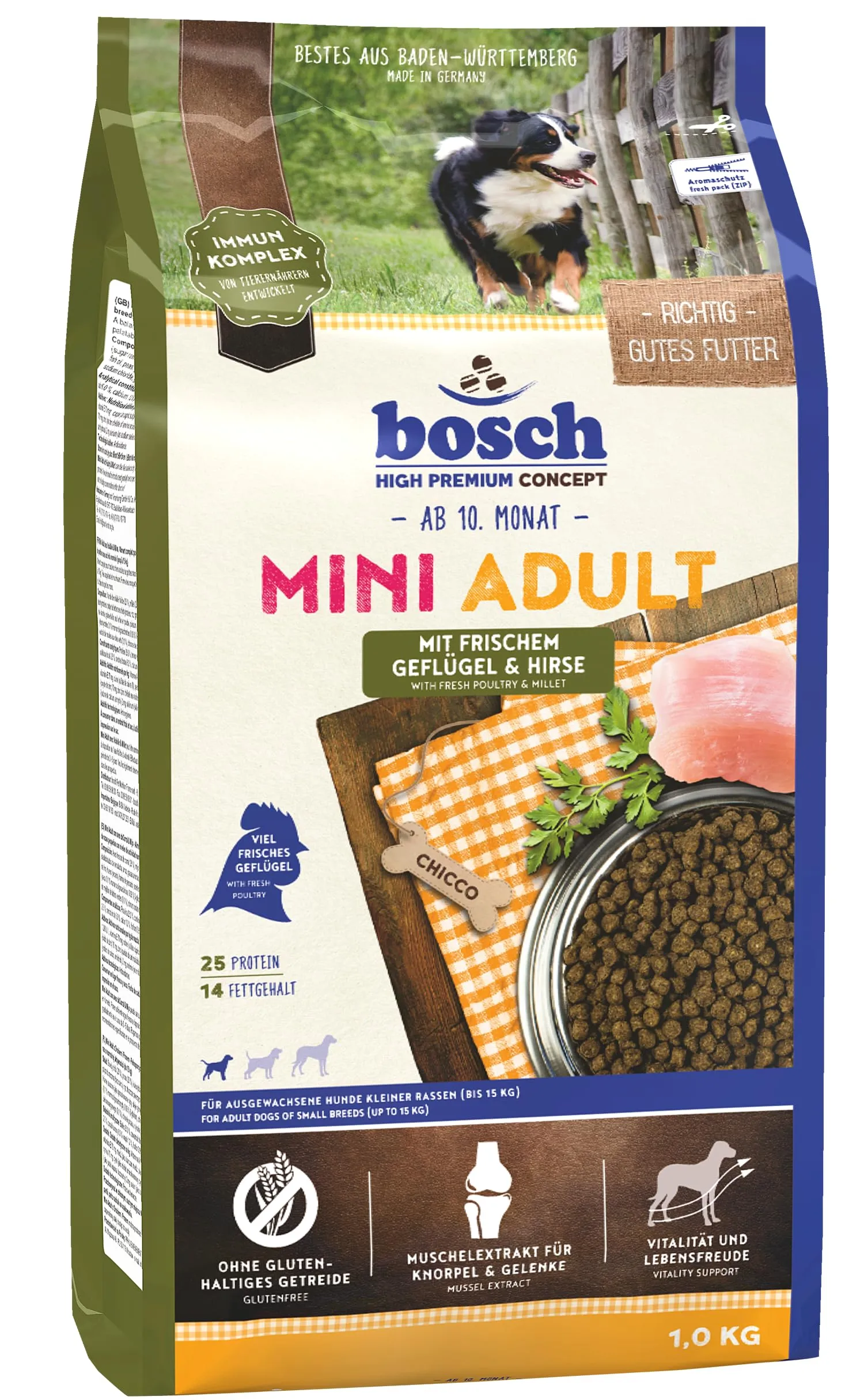 bosch HPC Mini Adult | con pollame fresco e miglio | Cibo secco per cani adulti di razze piccole (fino a 15 kg) |3000 g - immagine 1