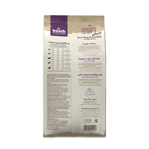 bosch HPC SOFT Senior Capra & Patata | Cibo per cani semi-umido per anziani | Cani nutrizionalmente sensibili di tutte le razze | Proteina unica | Senza cereali | 1 x 2500 g - immagine 4