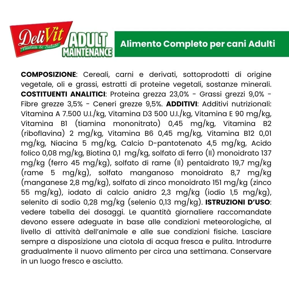 DeliVit Adult Mantenimento - Crocchette per Cani Adulti 20kg – Con Carne, Fibre e Cereali – Made in Italy - immagine 6