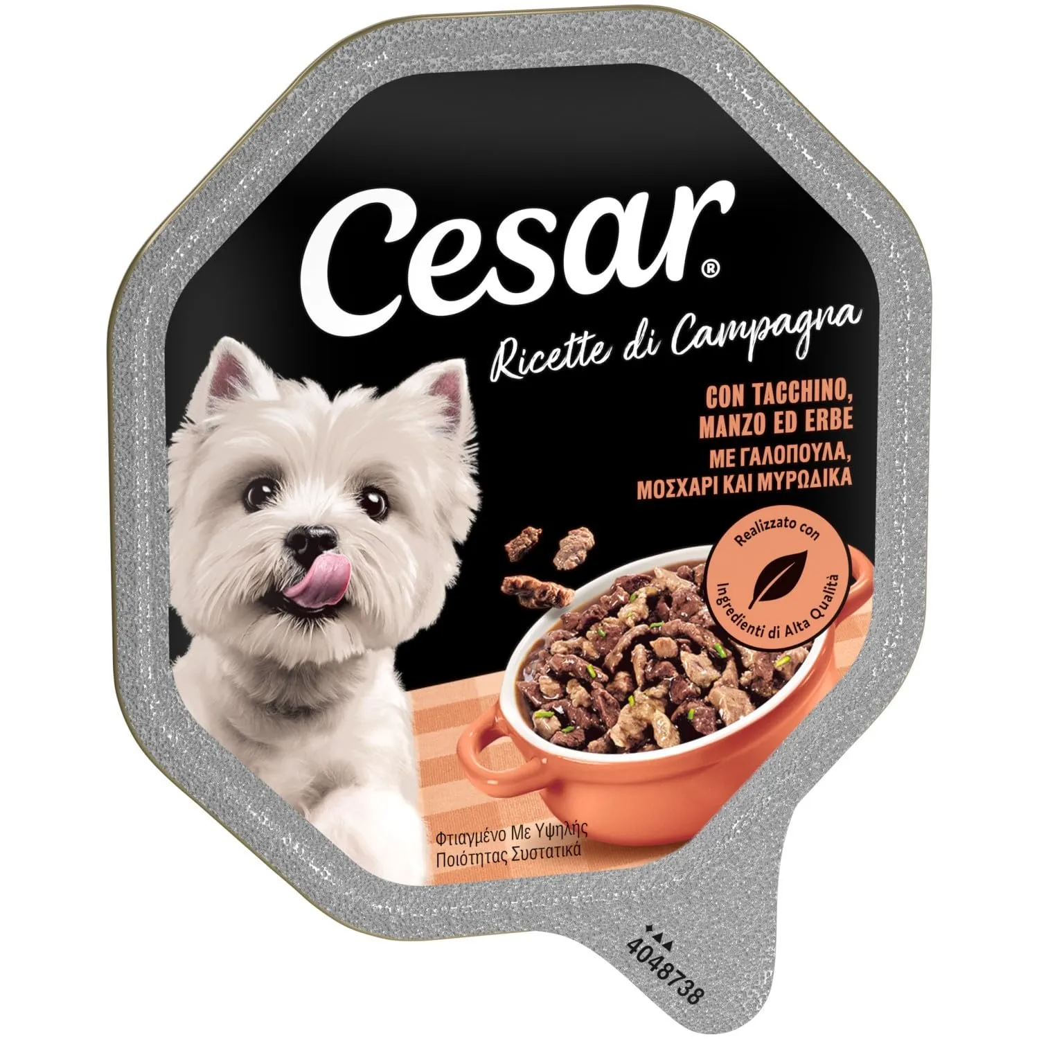 Cesar Ricette di Campagna Cibo Umido per Cani con Tenero Tacchino, Manzo ed Erbe, 14 Vaschette da 150 g, Totale 2.100g - immagine 2