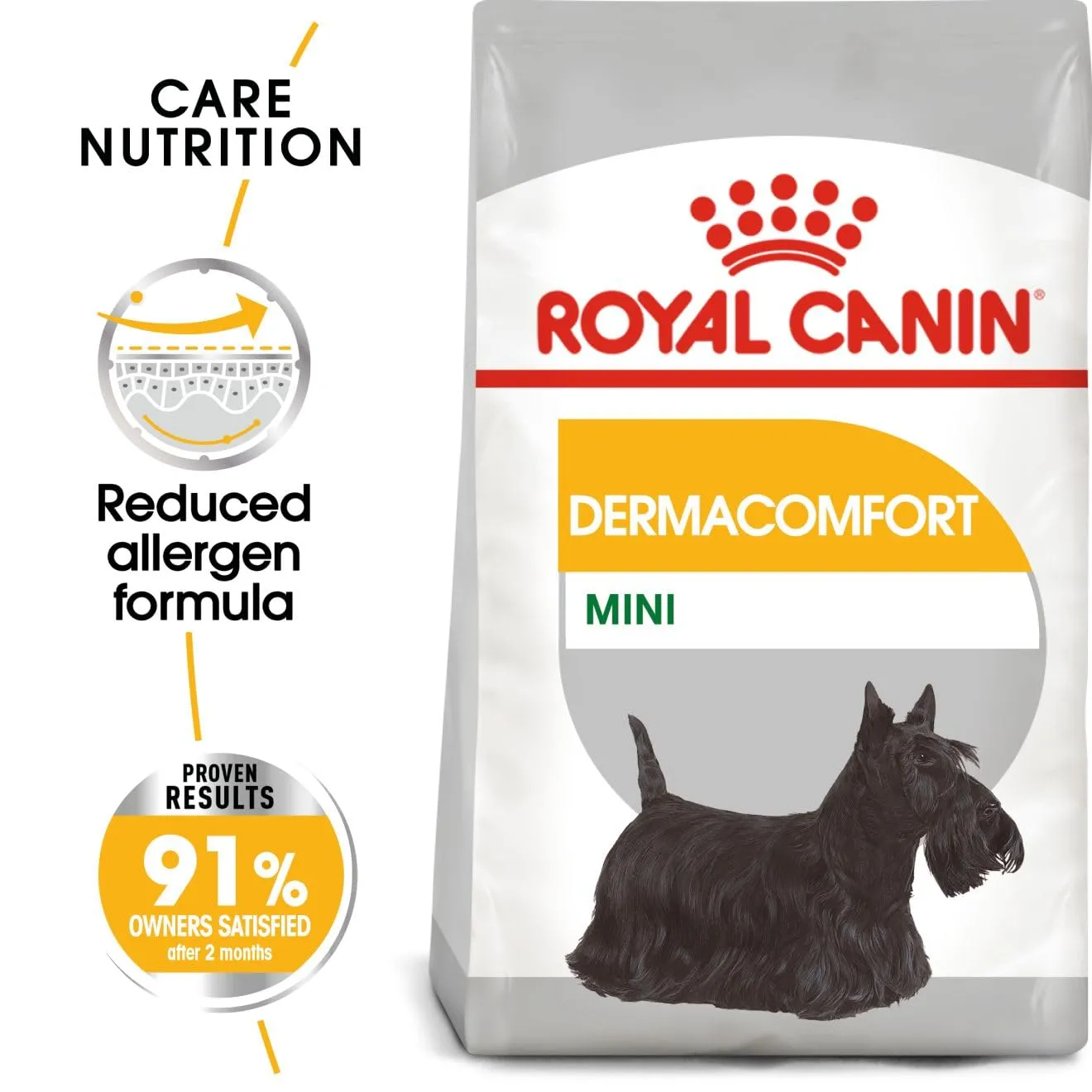 Royal Canin Dermacomfort Mini | 1 kg | Alimento completo per cani adulti di piccola taglia fino a 10 kg | Per supportare la normale salute della pelle | Con acidi grassi Omega-3 e 6 - immagine 3