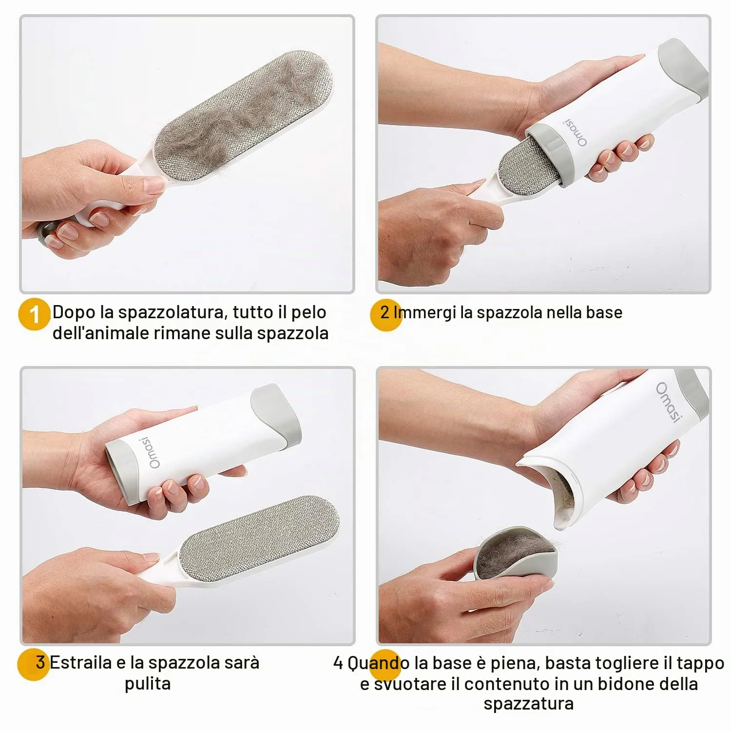 Omasi Togli Peli Animali, Leva Peli Animali Animali Domestici peli Rimozione Spazzola Peli Cane Gatto, Rimuovi la Pelliccia su Cuccia, Tappeti, Vestiti e Divani - immagine 4