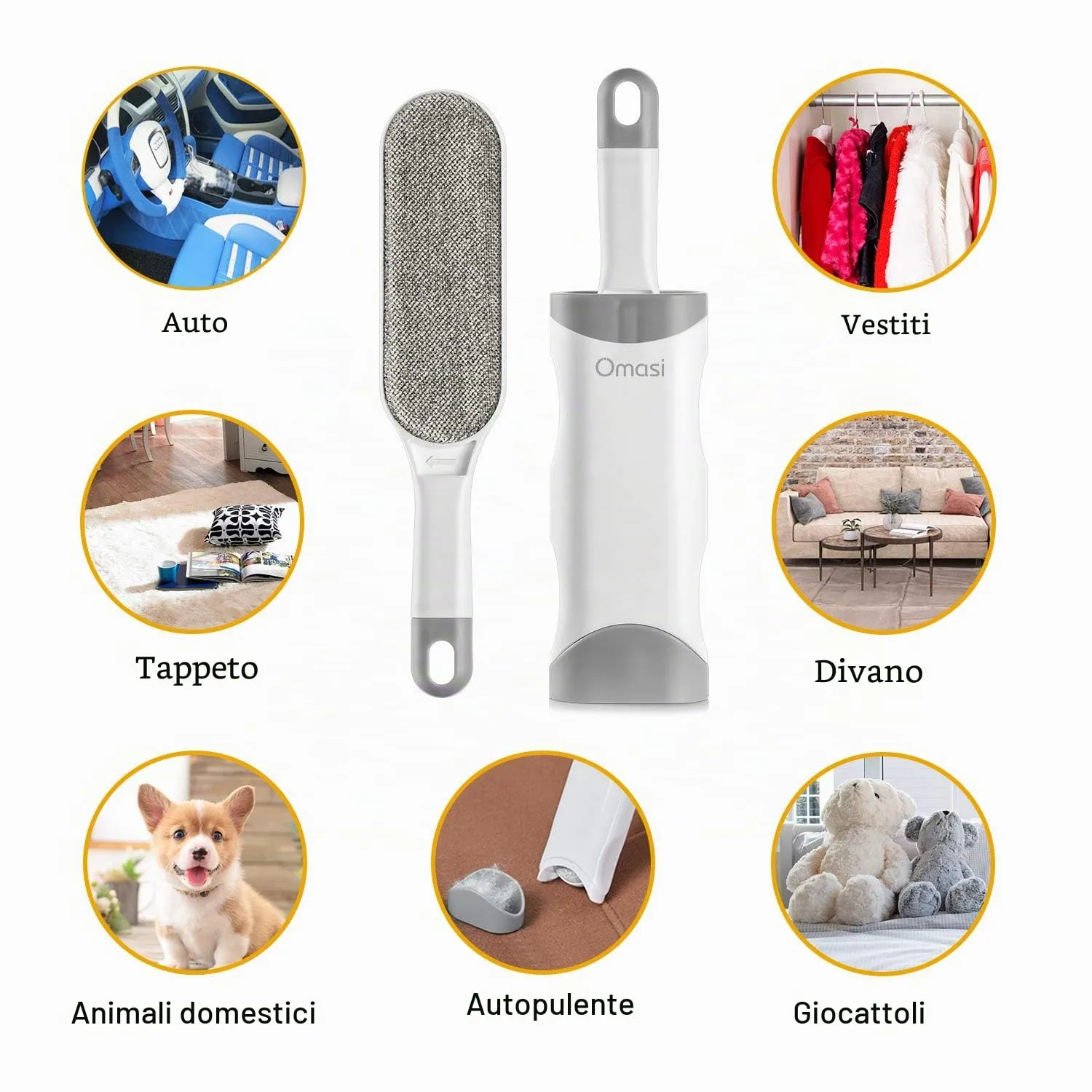 Omasi Togli Peli Animali, Leva Peli Animali Animali Domestici peli Rimozione Spazzola Peli Cane Gatto, Rimuovi la Pelliccia su Cuccia, Tappeti, Vestiti e Divani - immagine 5