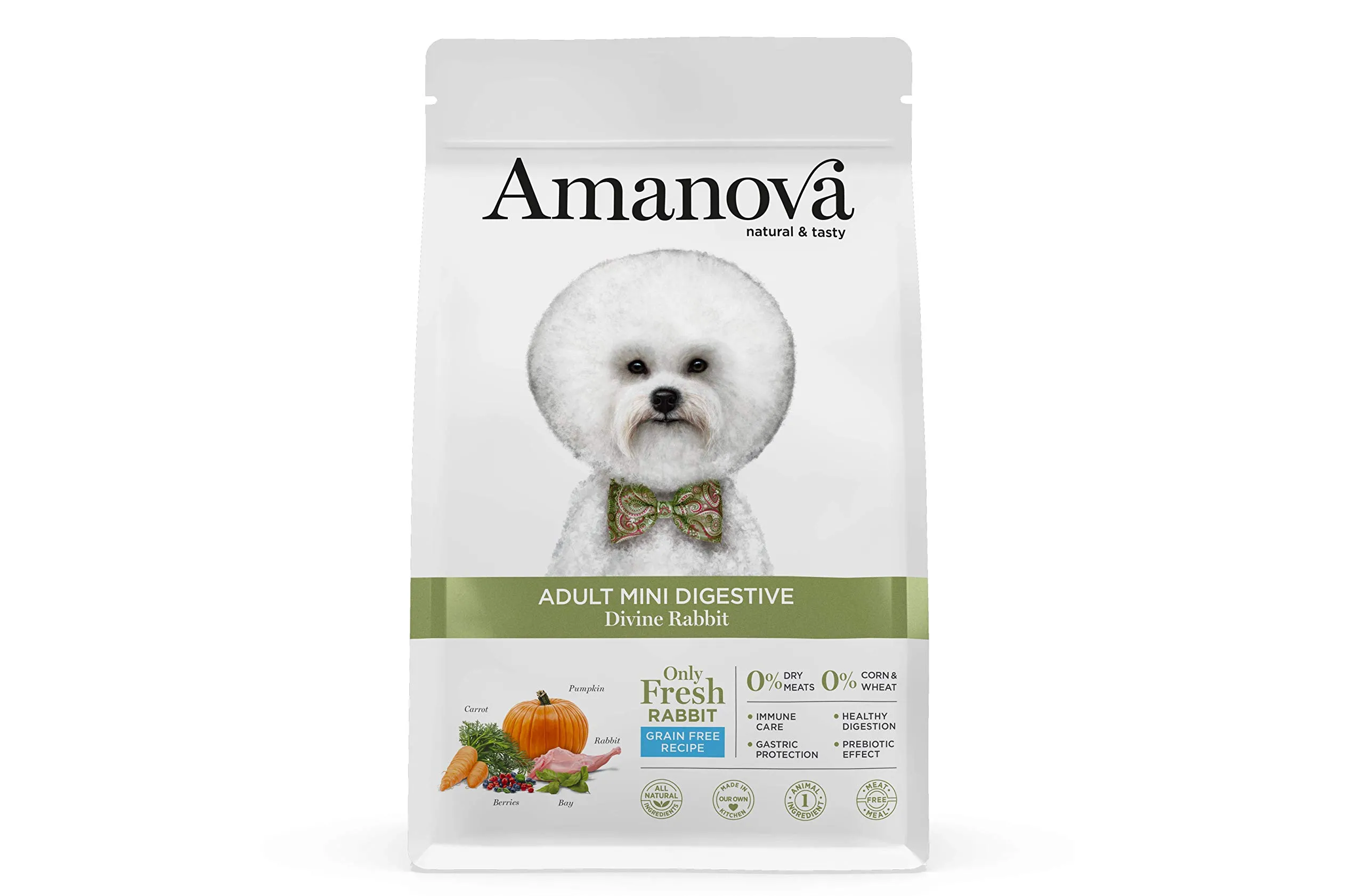 Amanova Cibo Secco Super Premium per Cani di Taglia Piccola con Stomaco sensibile Gusto Coniglio - 100% Naturale, ipoallergenico e monoproteico - Grain Free - Cruelty Free - Formato da 7 kg - immagine 1
