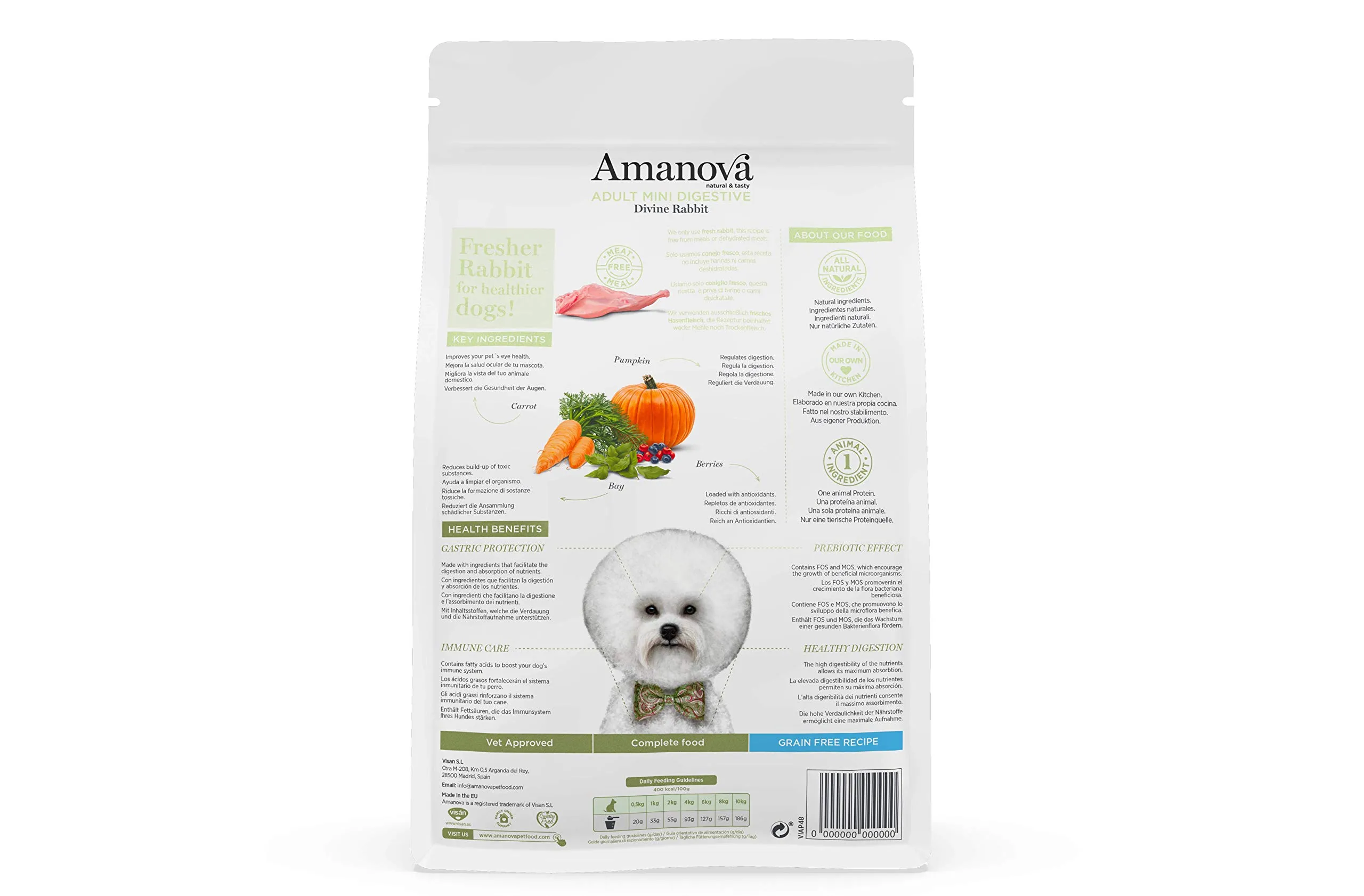 Amanova Cibo Secco Super Premium per Cani di Taglia Piccola con Stomaco sensibile Gusto Coniglio - 100% Naturale, ipoallergenico e monoproteico - Grain Free - Cruelty Free - Formato da 7 kg - immagine 2