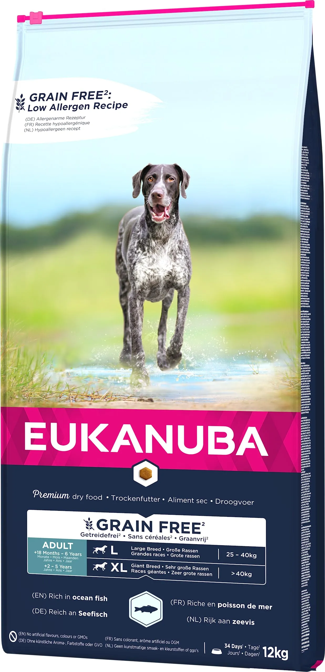 Eukanuba Grain Free* - Alimento per cani adulti di taglia grande, Ricetta a basso contenuto di allergeni, 12 kg - immagine 7