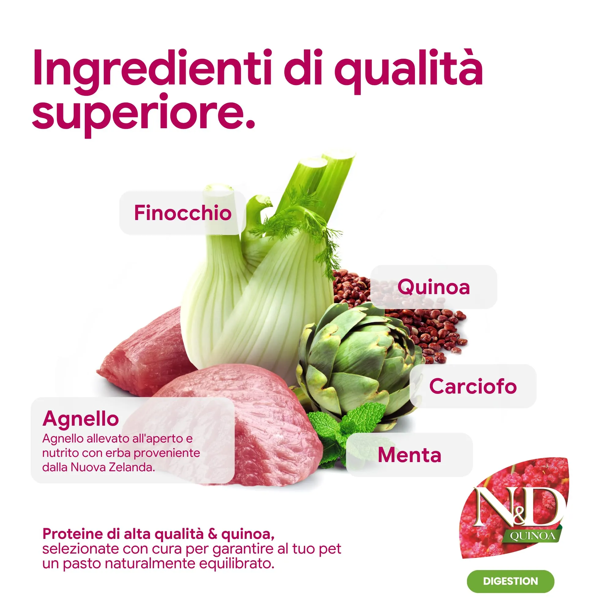 N&D QUINOA DOG DIGESTION, LAMB & FENNEL ADULT MINI 2,5 KG - immagine 4