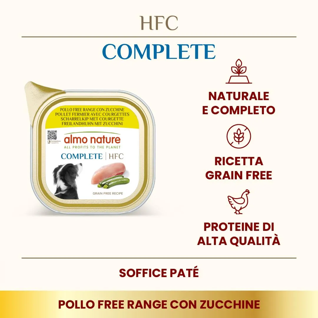 almo nature HFC Complete - Alimento Umido per Cani Adulti - Pollo Free Range con Zucchine - qualità Human Grade, Senza Glutine, Monoproteico - 85g, Confezione da 17 - immagine 2