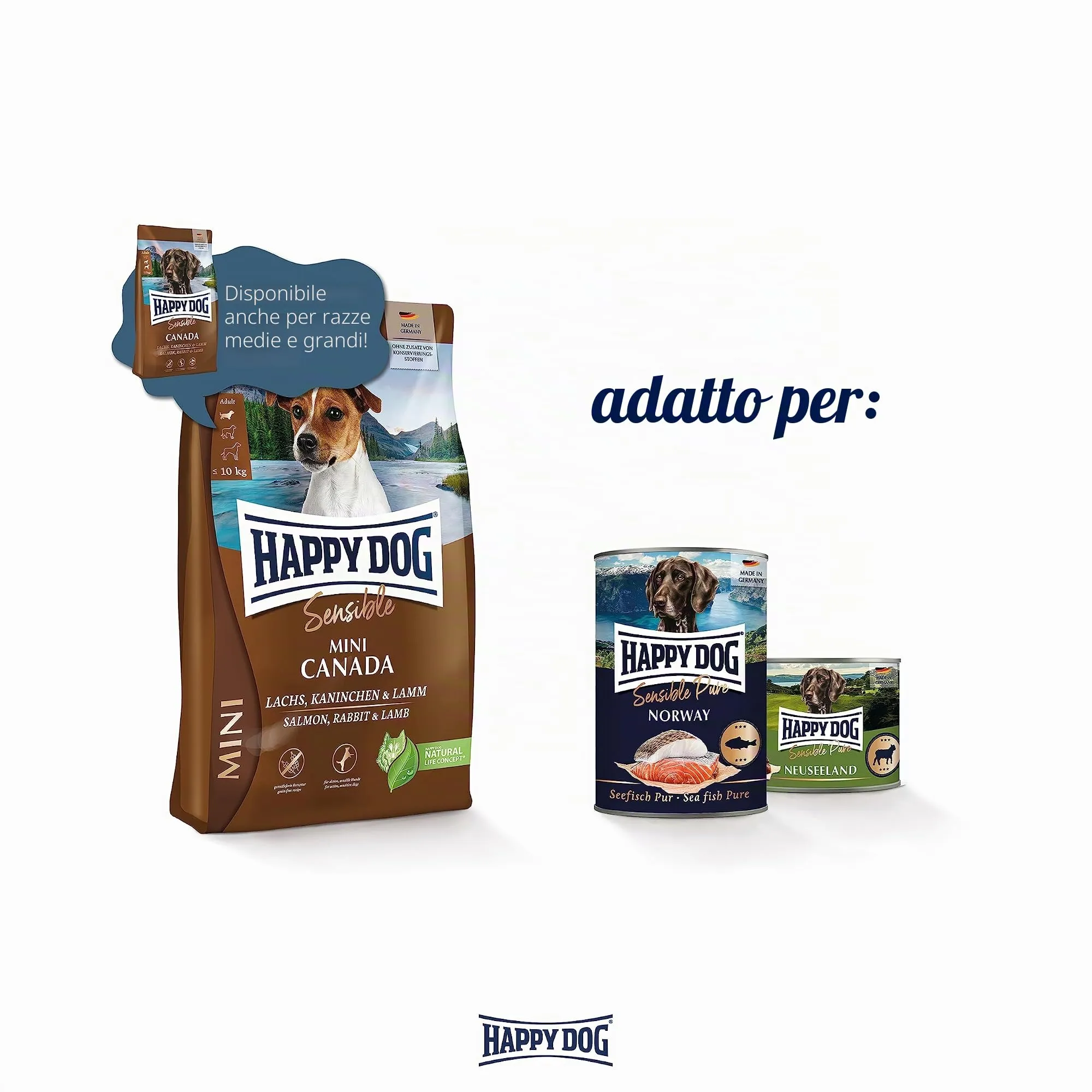 Happy Dog Sensible Mini Canada Salmone, Agnello e Coniglio, 4 kg - immagine 5