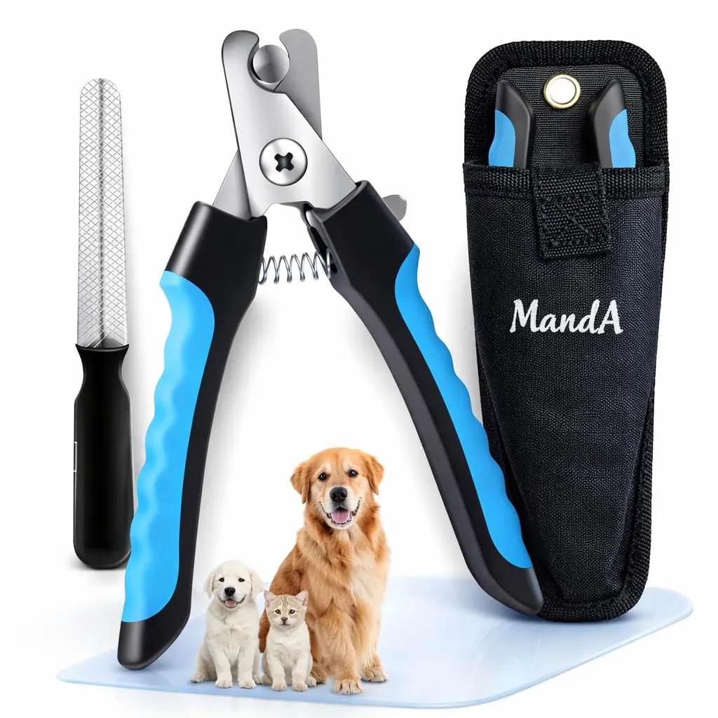 MandA® Taglia unghie per cane con CUSTODIA.Tagliaunghie Cani, Gatti e Altri Animali+Lima. Lame affilate in acciaio inossidabile con blocco di sicurezza. Forbici tagliaunghie. Medio-grande - immagine 1