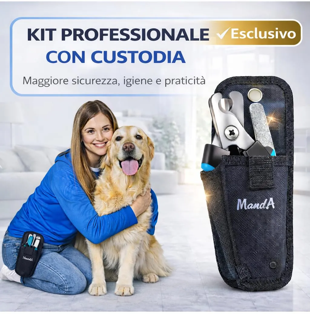 MandA® Taglia unghie per cane con CUSTODIA.Tagliaunghie Cani, Gatti e Altri Animali+Lima. Lame affilate in acciaio inossidabile con blocco di sicurezza. Forbici tagliaunghie. Medio-grande - immagine 2