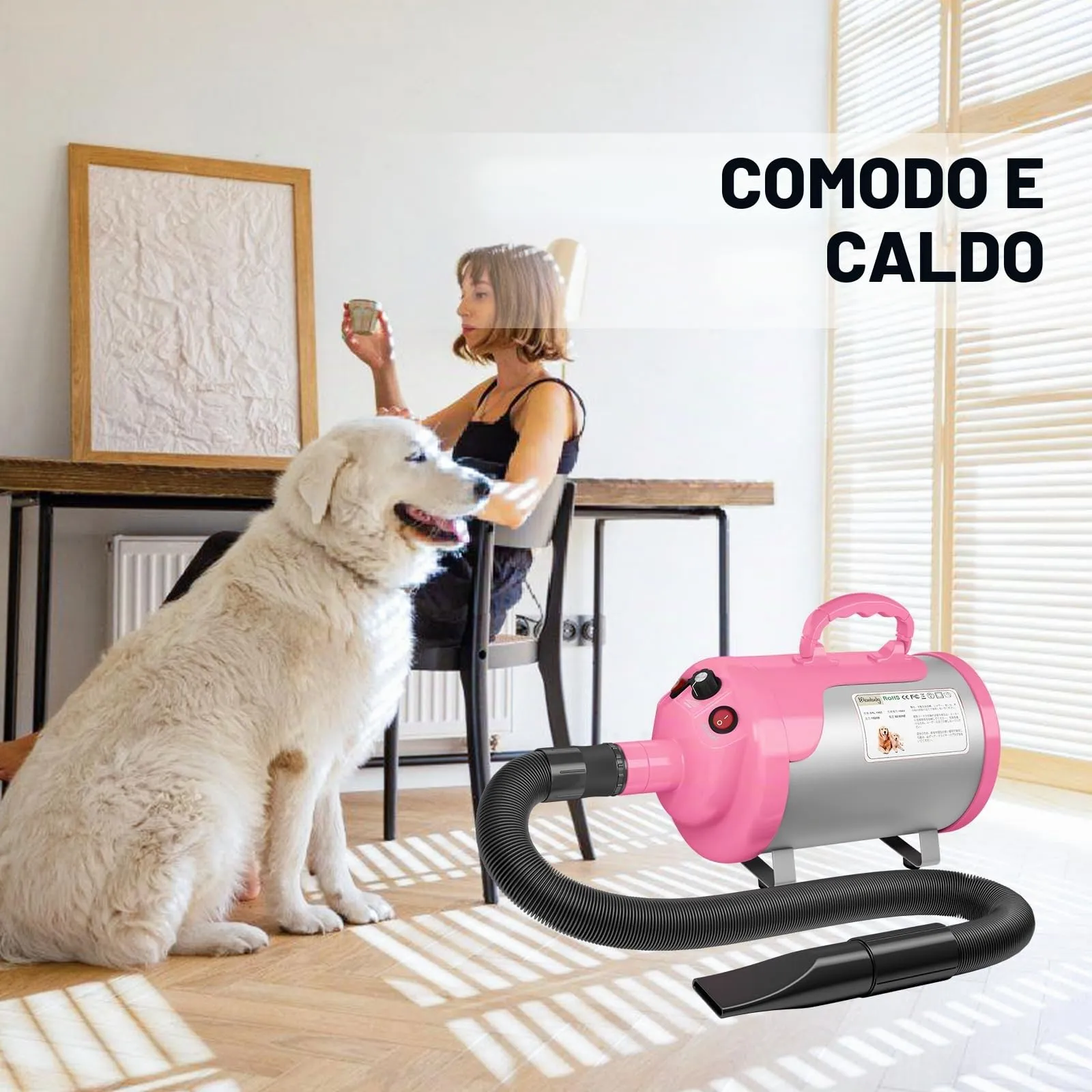 Blanlody Soffiatore per Cani Blower Molto Silenzioso, 5,2 Cv/3800 W - immagine 4
