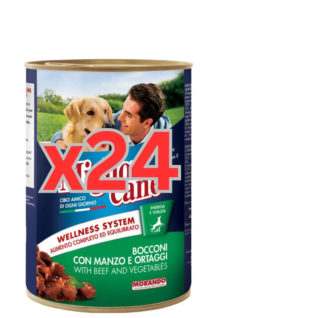 Miglior Cane Umido. 24 scatolette da 405gr cibo umido per cani Miglior Cane (Gusto, Manzo e Ortaggi) - immagine 2