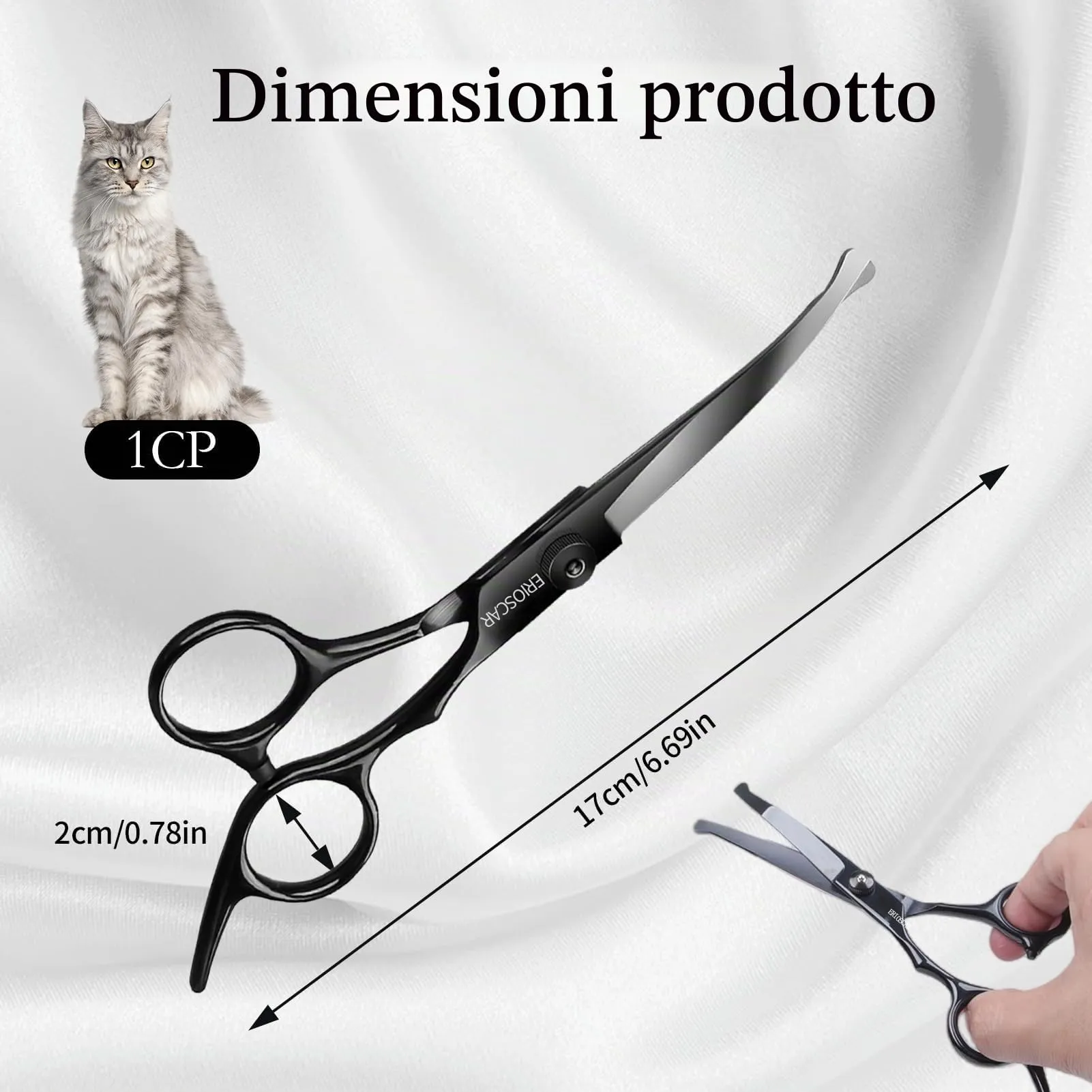 Forbici da Toelettatura per Animali Domestici, Forbice Curva per cani, Con Punta Rotonda di Sicurezza, Rivestimento in Titanio Negro In Acciaio Inox Forbici Professionali - immagine 2