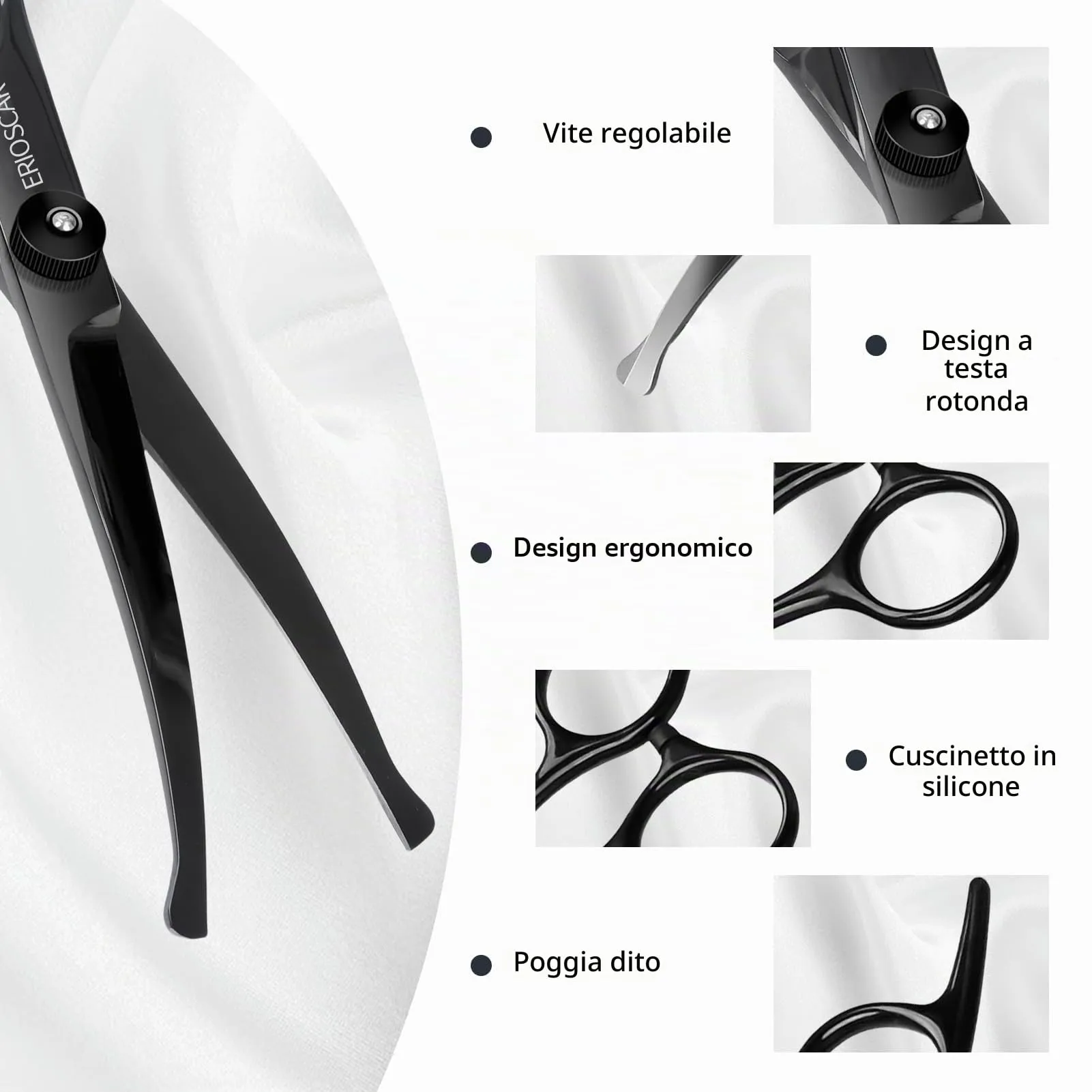 Forbici da Toelettatura per Animali Domestici, Forbice Curva per cani, Con Punta Rotonda di Sicurezza, Rivestimento in Titanio Negro In Acciaio Inox Forbici Professionali - immagine 3