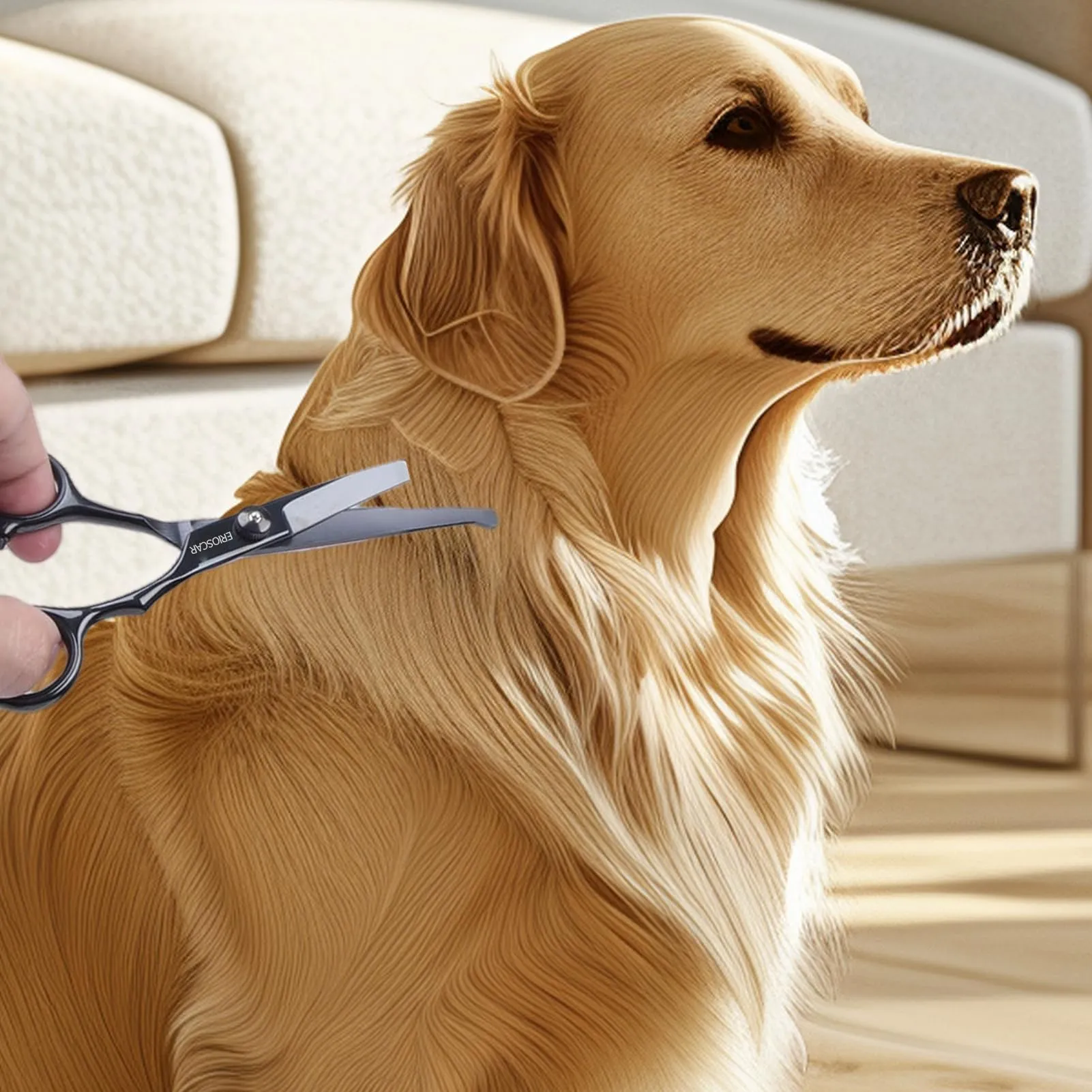 Forbici da Toelettatura per Animali Domestici, Forbice Curva per cani, Con Punta Rotonda di Sicurezza, Rivestimento in Titanio Negro In Acciaio Inox Forbici Professionali - immagine 8