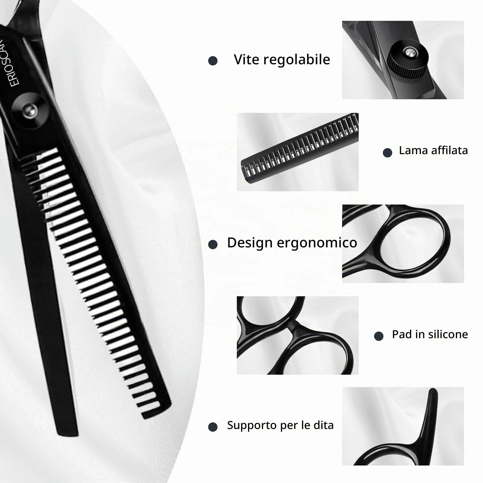 Forbici da Toelettatura per Animali Domestici, Forbici Sfoltitrici, Con Punta Rotonda di Sicurezza, Rivestimento in Titanio Negro In Acciaio Inox Forbici Professionali - immagine 3