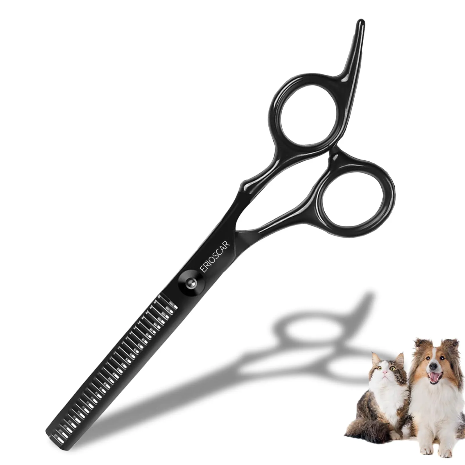 Forbici da Toelettatura per Animali Domestici, Forbici Sfoltitrici, Con Punta Rotonda di Sicurezza, Rivestimento in Titanio Negro In Acciaio Inox Forbici Professionali - immagine 8