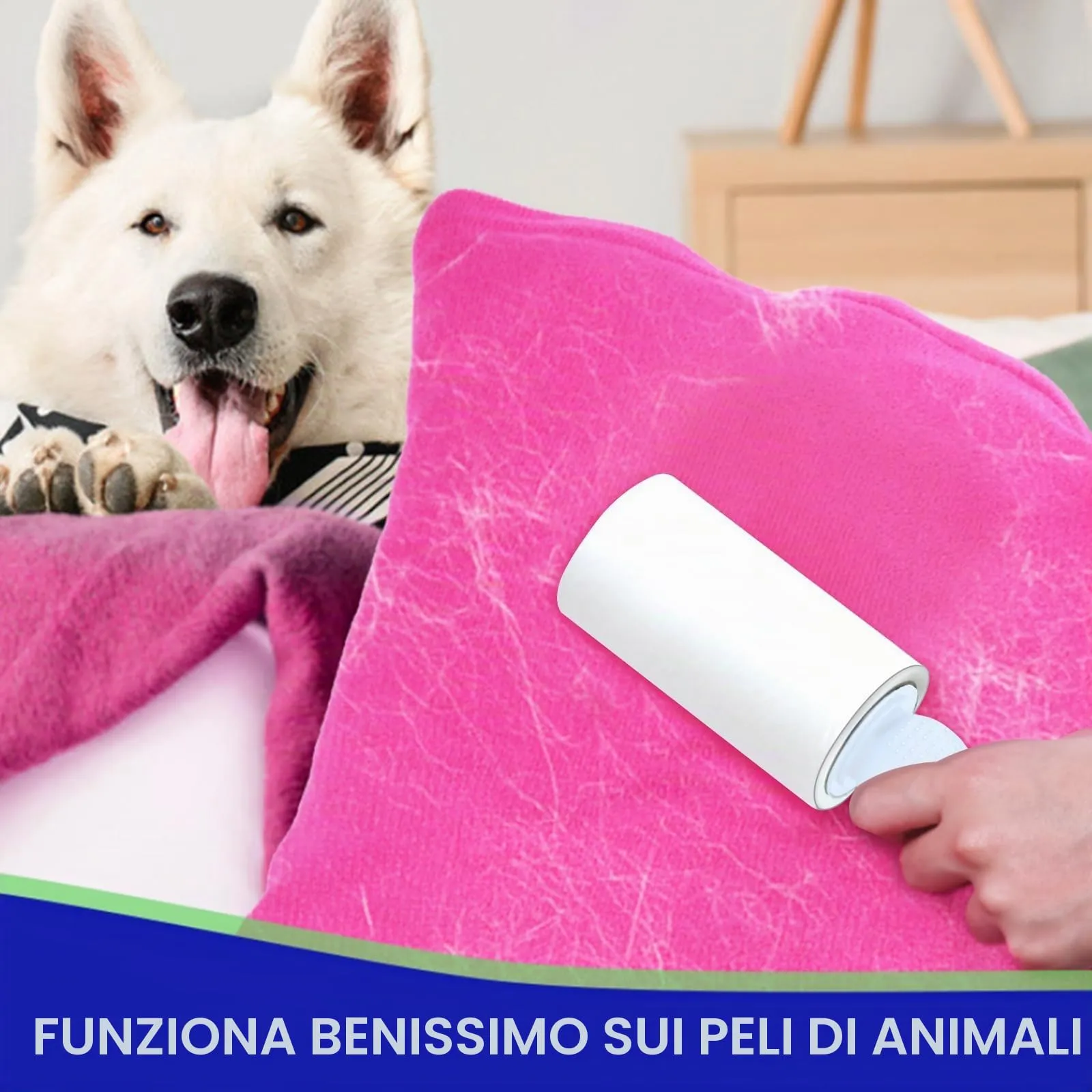 Rullo peli animali, extra appiccicosi 540 fogli, 90 fogli per leva pelucchi, spazzola togli peli animali/rulli di pelucchi/spazzola peli gatto/spazzola peli cane (Bianco) - immagine 2