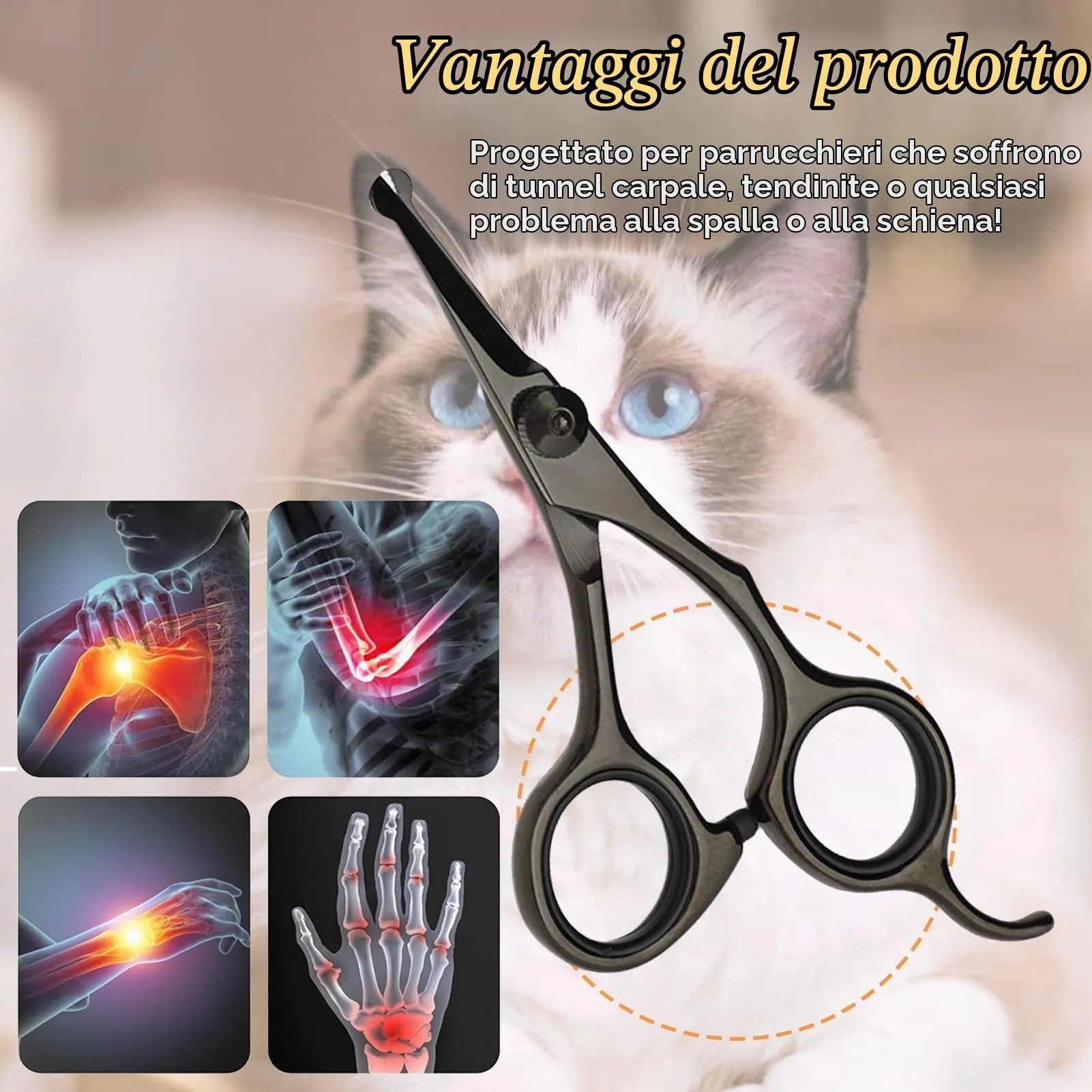 Forbici da Toelettatura per Cani, Animali Domestici e Gatti per Viso, Zampe, Orecchie, Occhi e Fianchi, con Punte Rotonde di Sicurezza, Acciaio Inossidabile Rivestito in Titanio, Lunghezza 5,3 Pollici - immagine 5