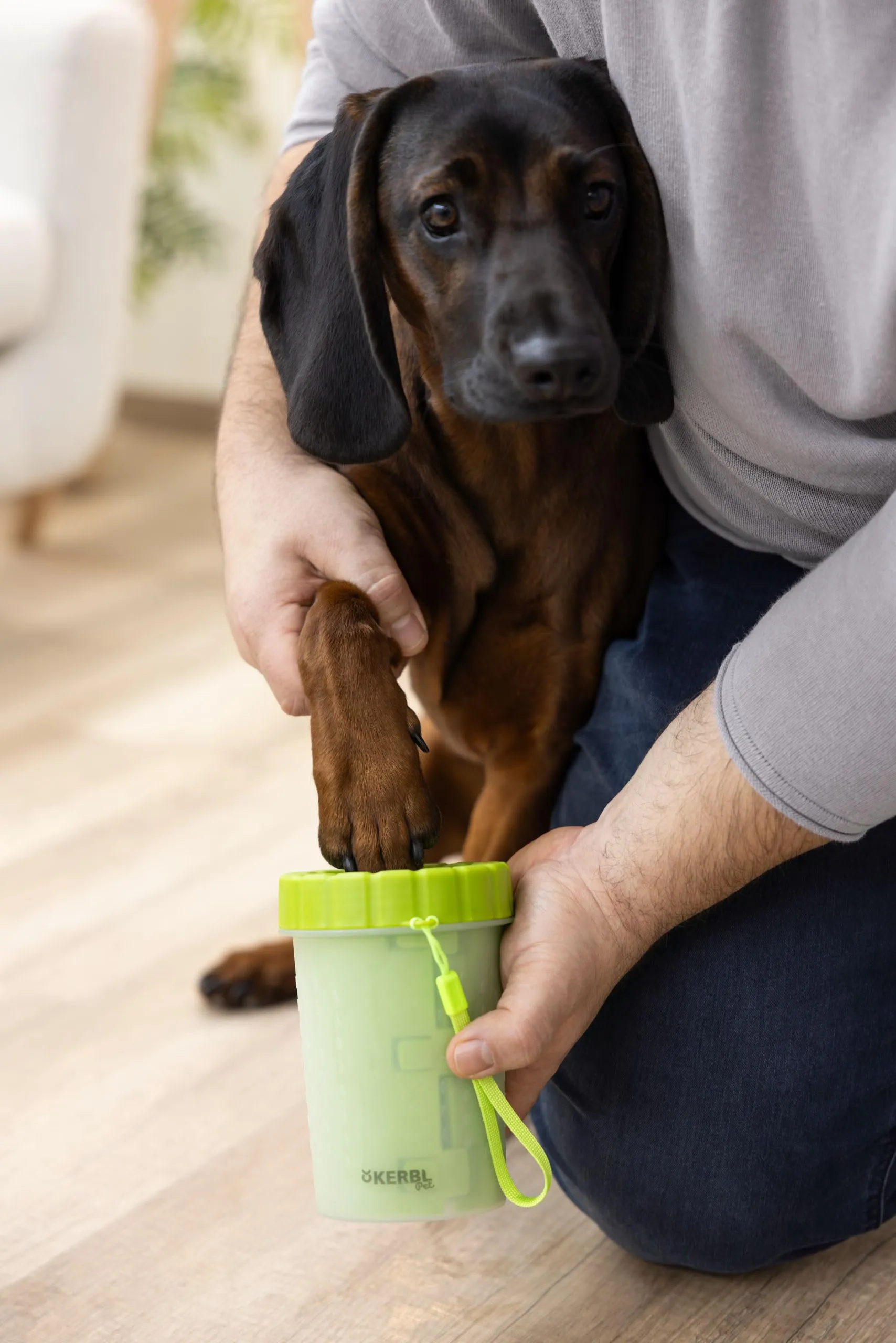 Kerbl Pet pulitore per zampe, verde, 14,5 cm, Ø10 cm, pulitore zampe cani, gatti, plastica, cani, gatti - immagine 7