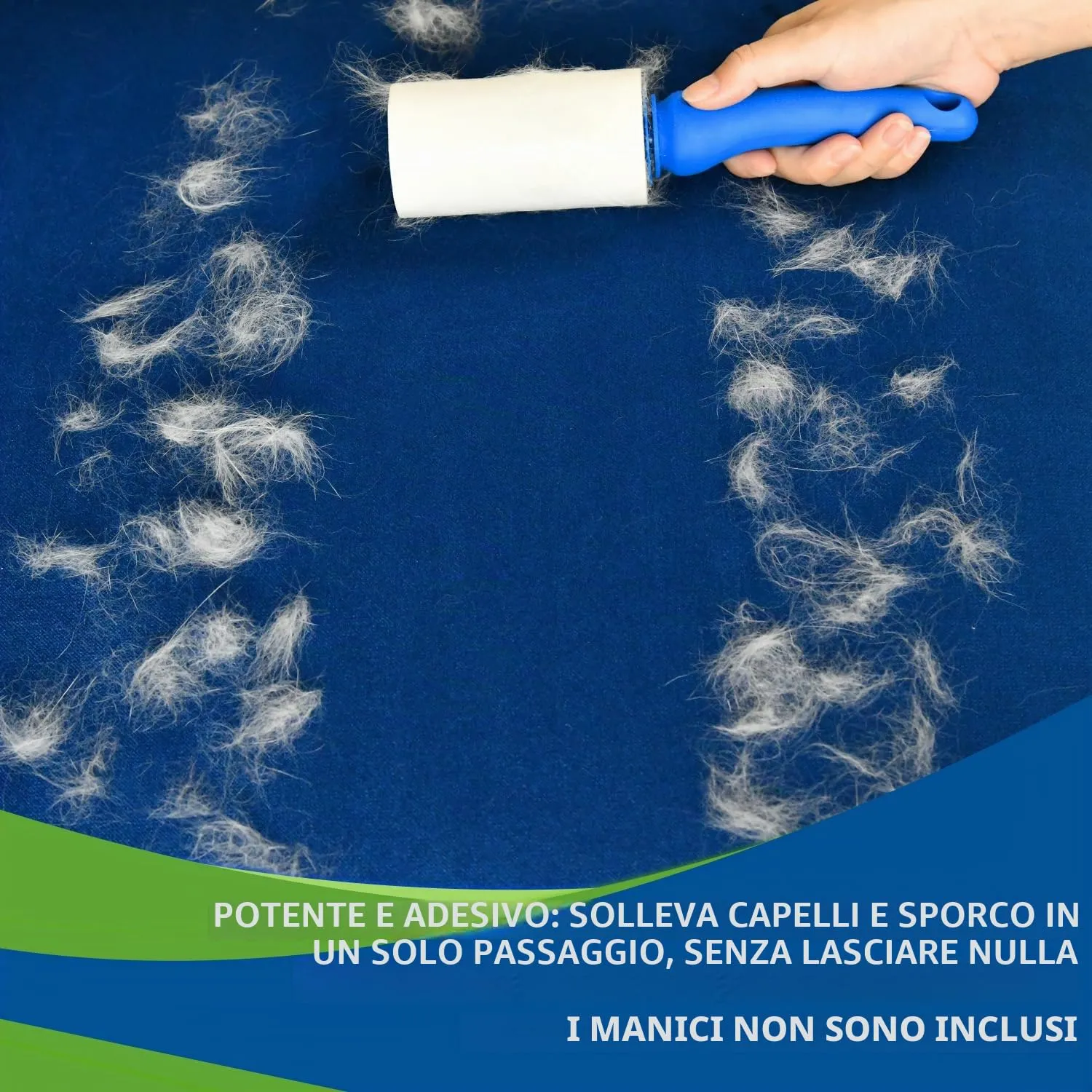 Rullo peli animali, extra appiccicosi 540 fogli, 90 fogli per leva pelucchi, spazzola togli peli animali/rulli di pelucchi/spazzola peli gatto/spazzola peli cane (verde) - immagine 3