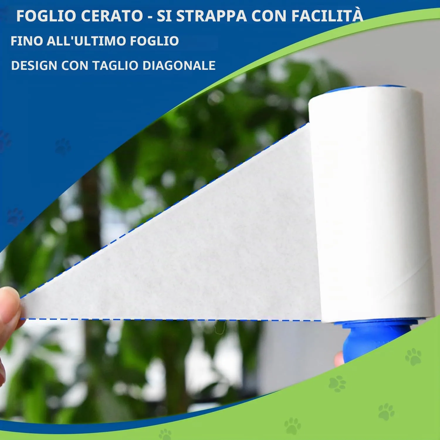 Rullo peli animali, extra appiccicosi 540 fogli, 90 fogli per leva pelucchi, spazzola togli peli animali/rulli di pelucchi/spazzola peli gatto/spazzola peli cane (verde) - immagine 4