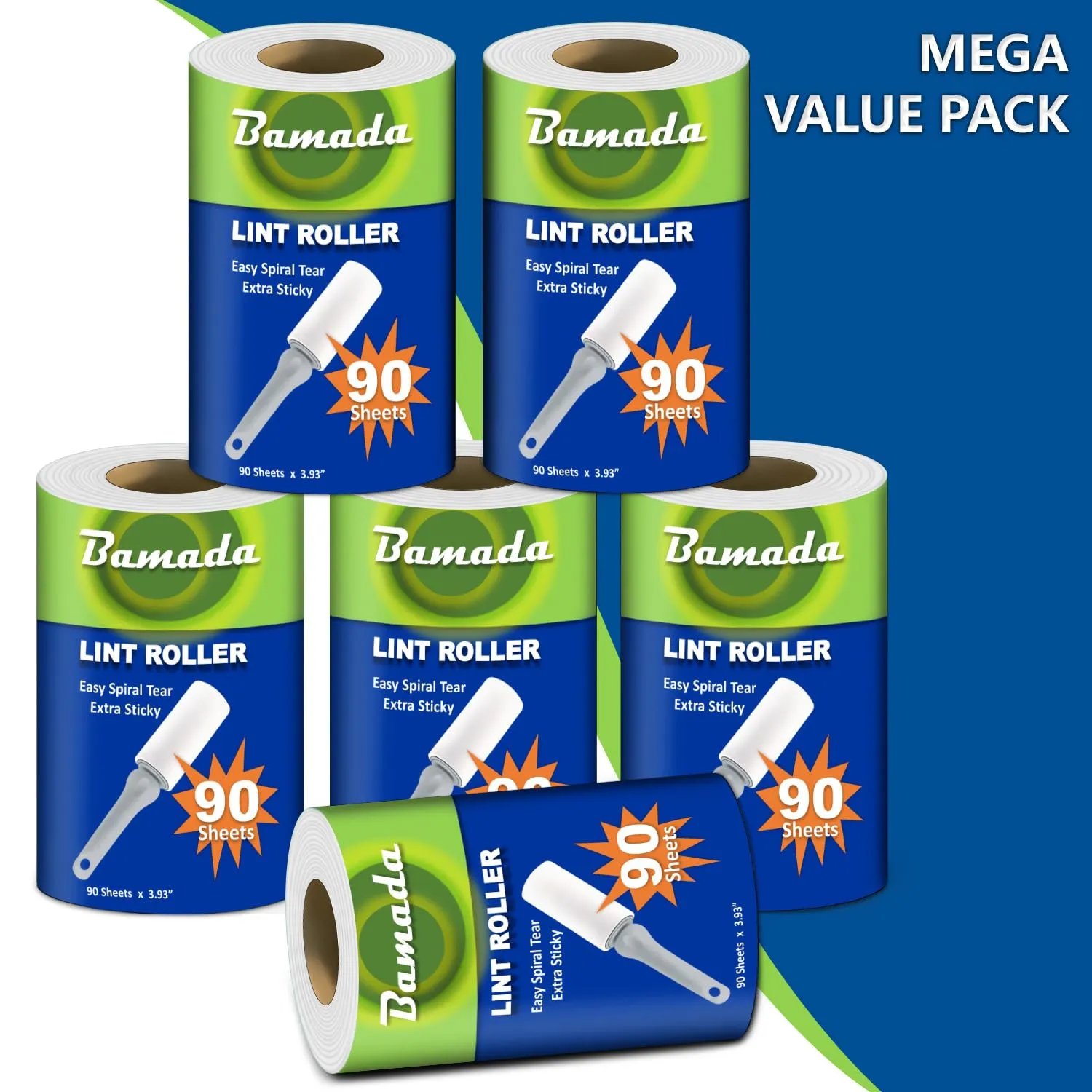 Rullo peli animali, extra appiccicosi 540 fogli, 90 fogli per leva pelucchi, spazzola togli peli animali/rulli di pelucchi/spazzola peli gatto/spazzola peli cane (verde) - immagine 5