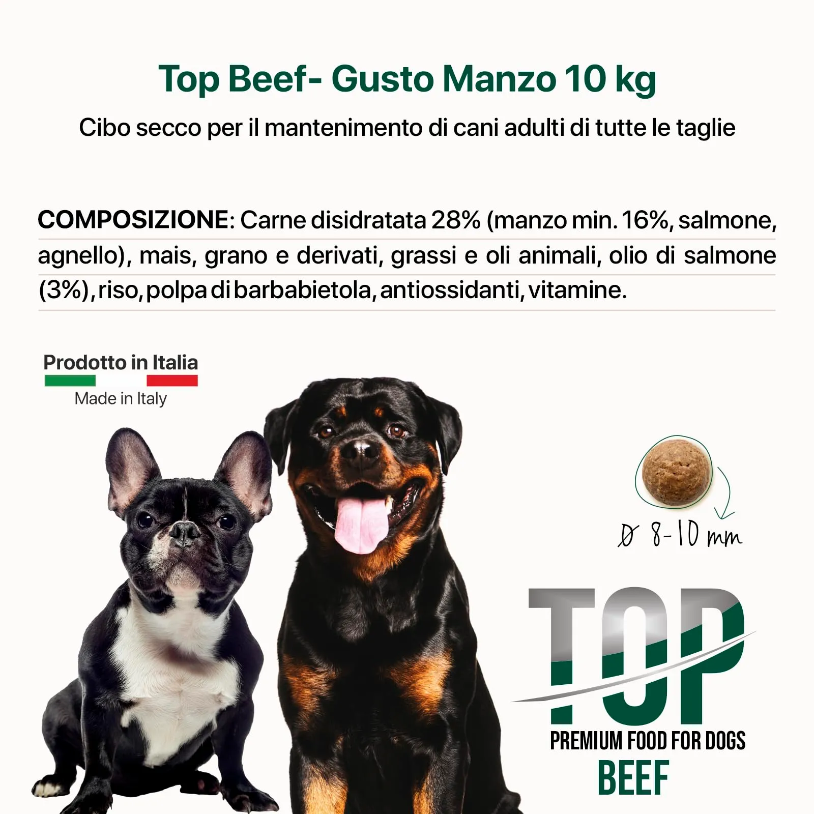 Top Beef - Gusto manzo, cibo secco adatto al mantenimento di cani adulti di tutte le taglie - 10 kg - immagine 2