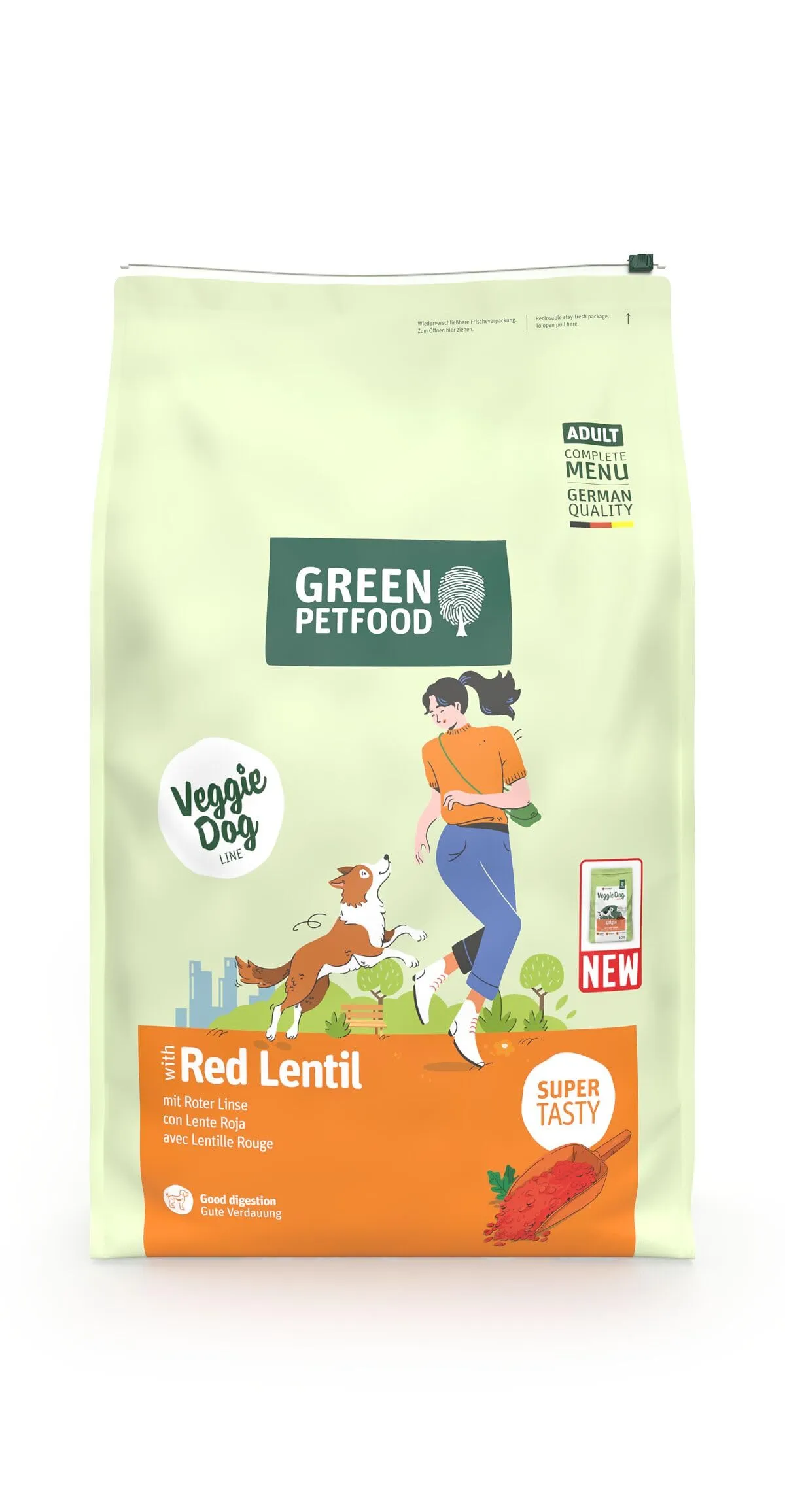 Green Petfood VeggieDog con lente rossa (1 x 10 kg), per adulti, cibo secco di alta qualità per cani adulti, 100% vegetariano, senza frumento, particolarmente compatibile con gusci di semi di psillio - immagine 2