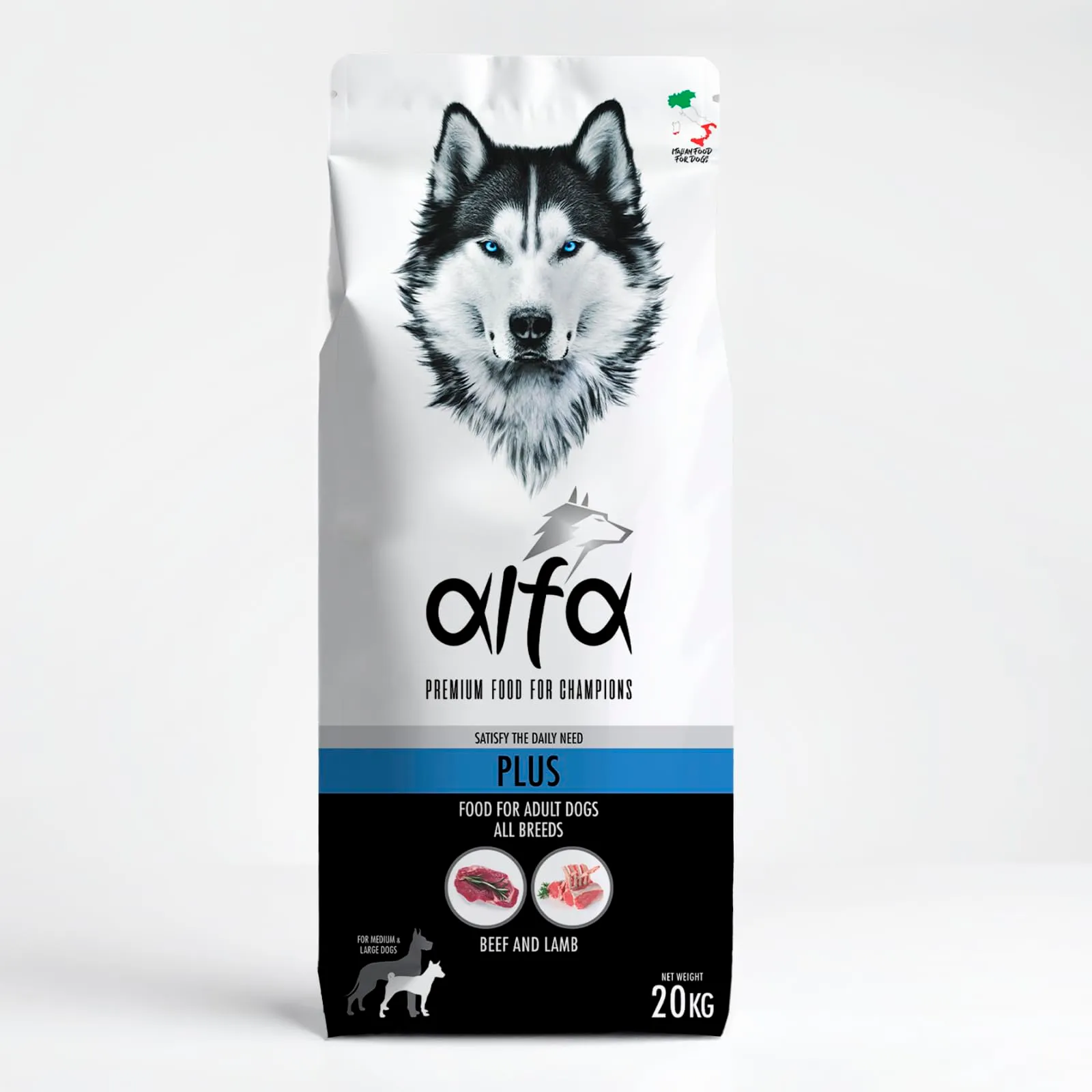 Alfa Plus - Gusto manzo e Agnello, cibo secco per cani adulti di taglia media/grande - 20kg - immagine 1