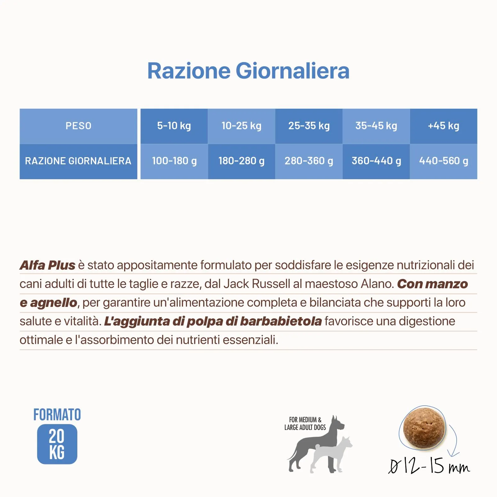 Alfa Plus - Gusto manzo e Agnello, cibo secco per cani adulti di taglia media/grande - 20kg - immagine 5