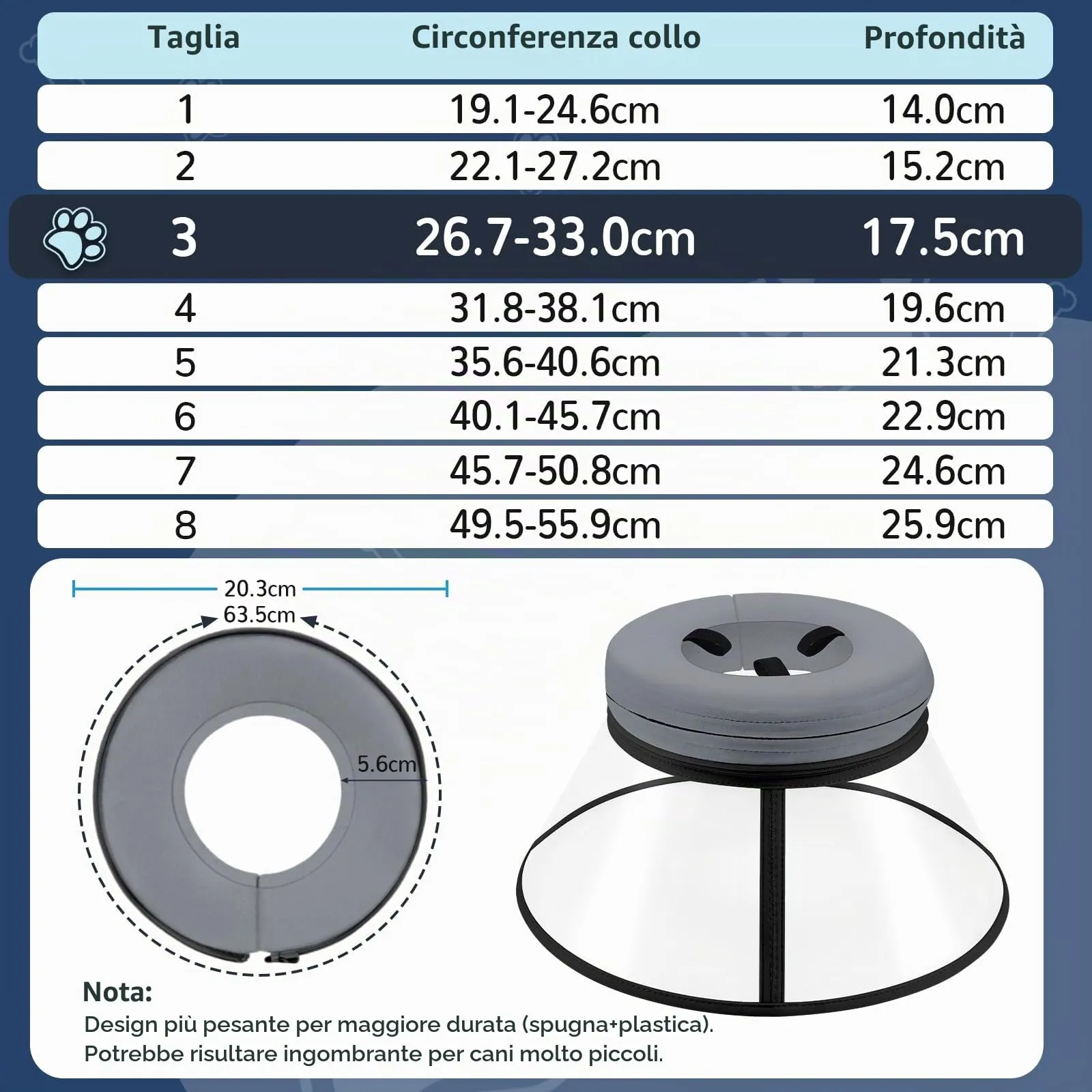 Collare Elisabettiano Cane Morbido, Alternative ai Collare Gonfiabile Cane, Collari Elisabetta Cani con Nucleo in Schiuma, Collari Protettivo Regolabile Cani Anti-Leccamento (Grigio, Size 3) - immagine 5